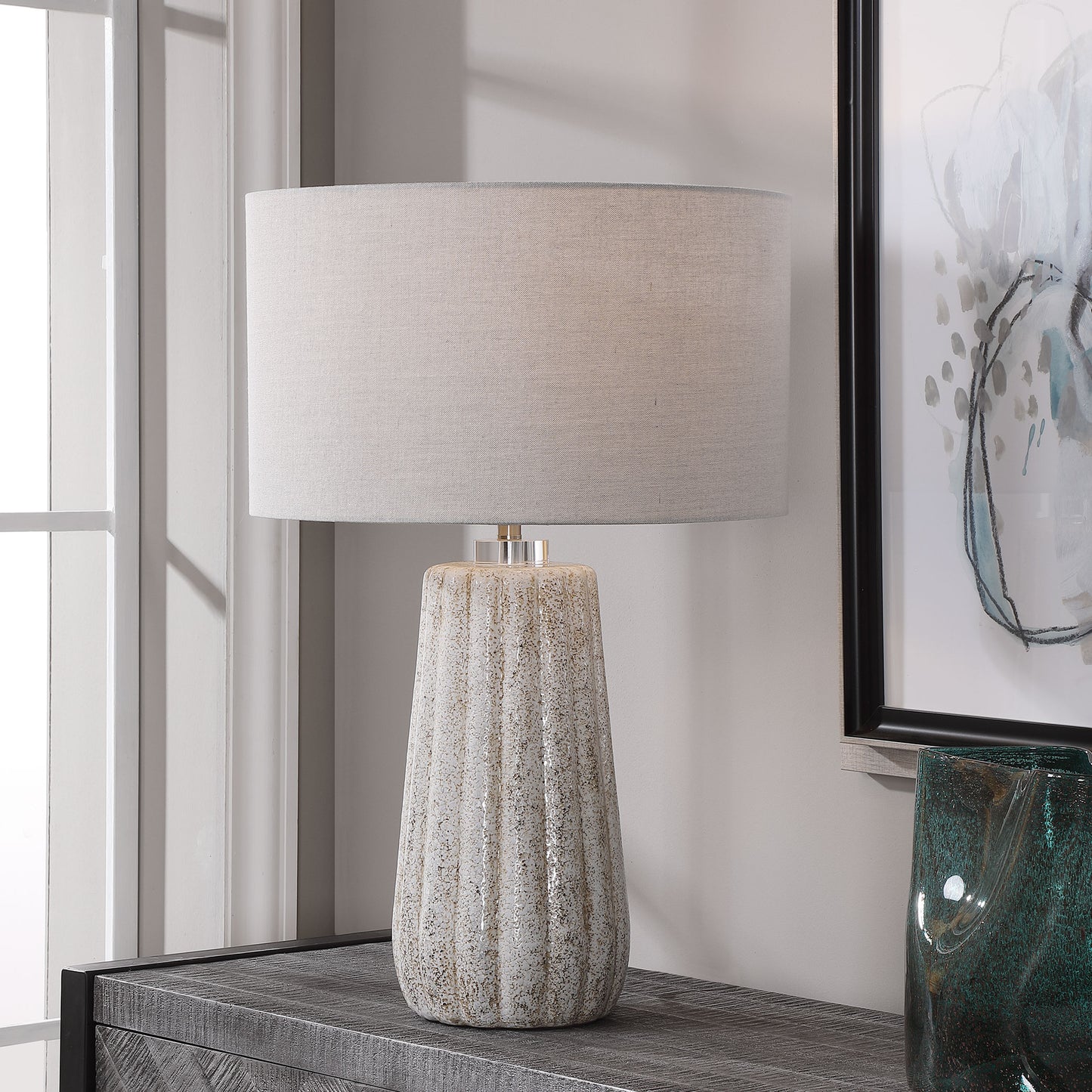Uttermost Pikes Stone-Ivory Table Lamp | Modishstore | Table Lamps