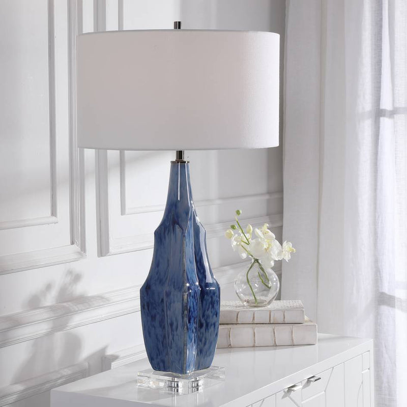 Uttermost Everard Blue Table Lamp | Modishstore | Table Lamps