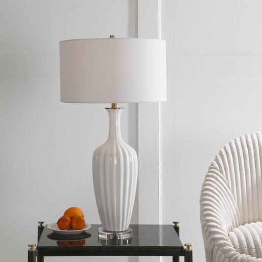 Uttermost Strauss White Ceramic Table Lamp | Modishstore | Table Lamps