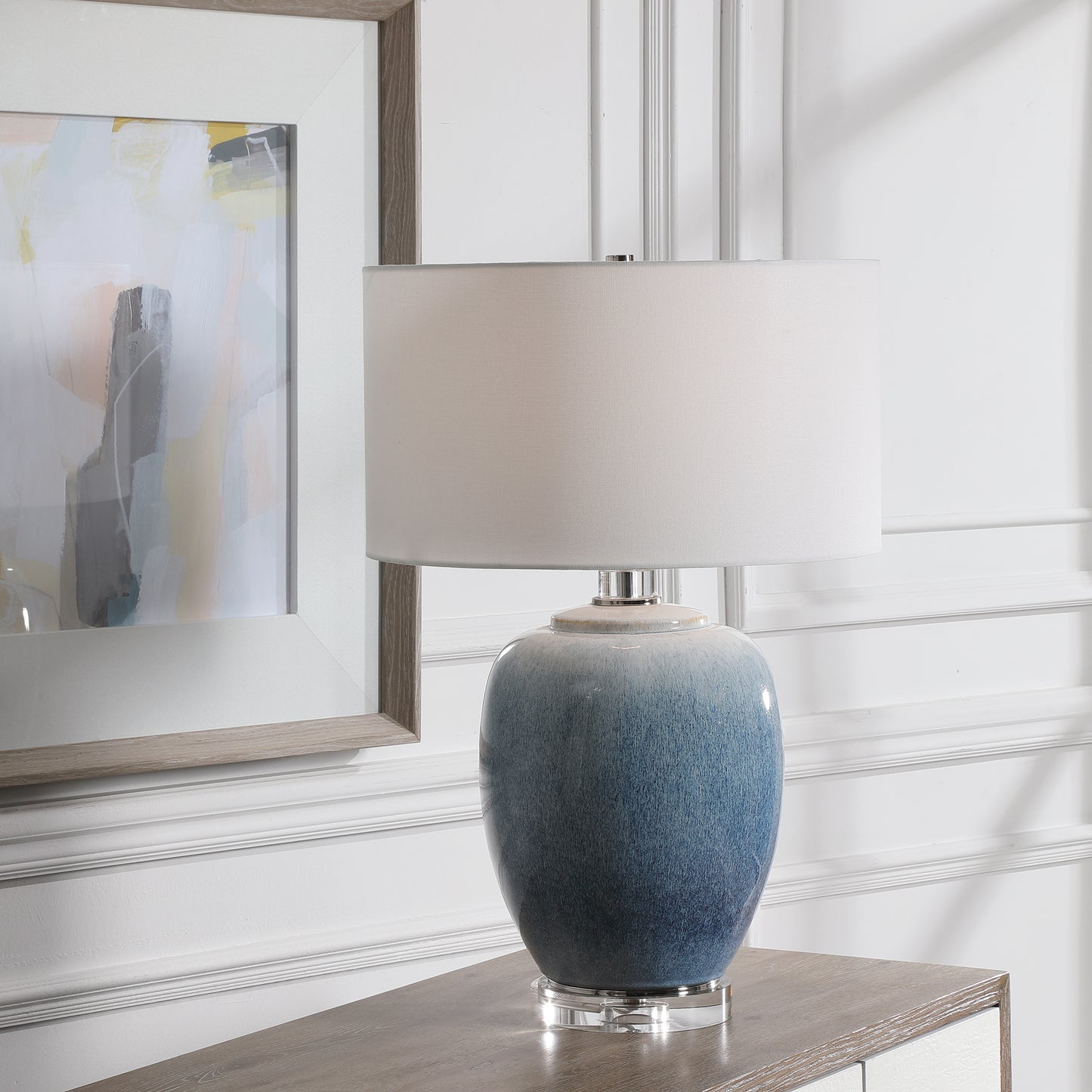 Uttermost Blue Waters Ceramic Table Lamp | Modishstore | Table Lamps