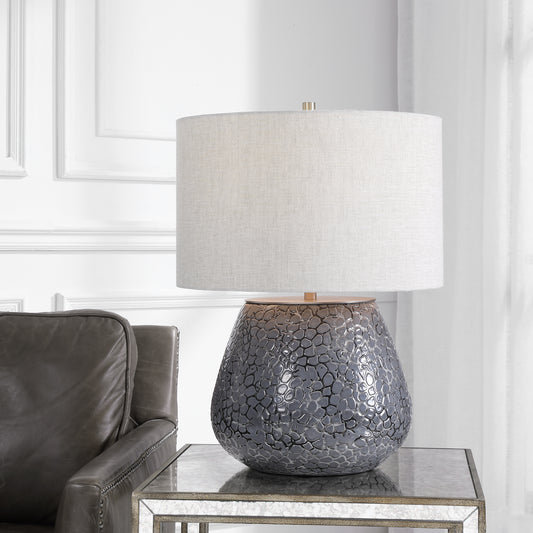 Uttermost Pebbles Metallic Gray Table Lamp | Modishstore | Table Lamps