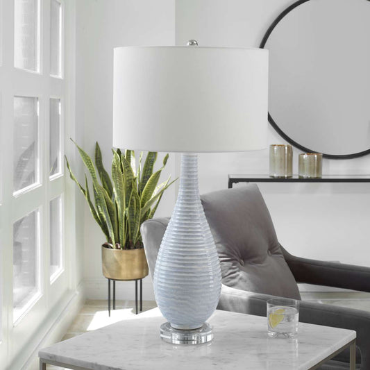 Uttermost Clariot Ribbed Blue Table Lamp | Table Lamps | Modishstore
