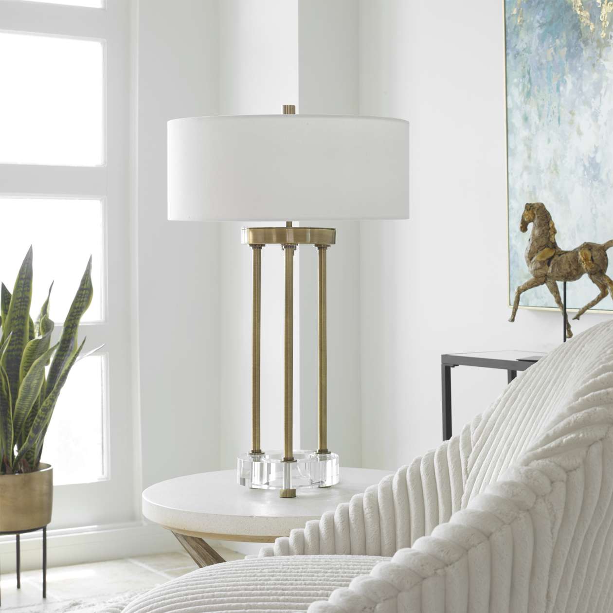 Uttermost Pantheon Brass Rod Table Lamp | Table Lamps | Modishstore