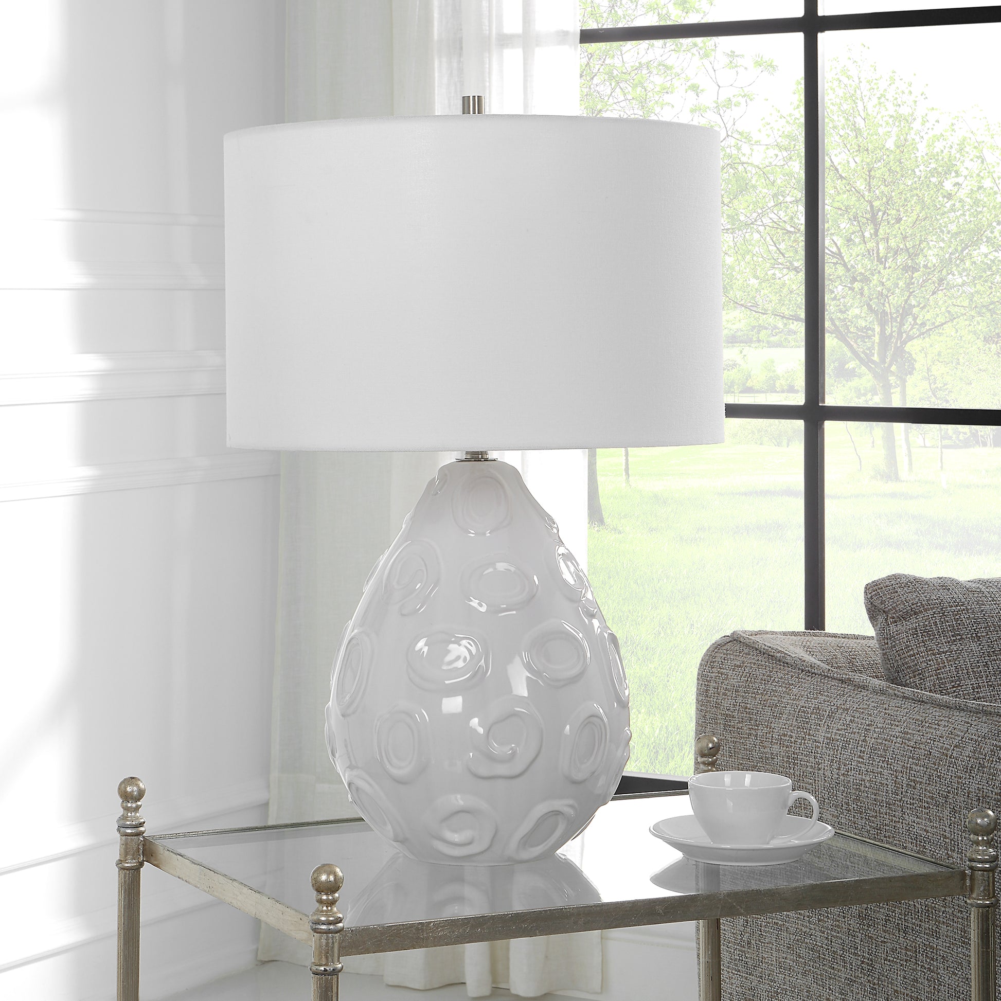 Uttermost Loop White Glaze Table Lamp | Table Lamps | Modishstore - 4