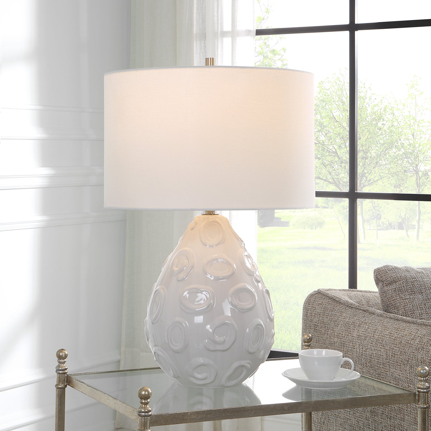 Uttermost Loop White Glaze Table Lamp | Table Lamps | Modishstore