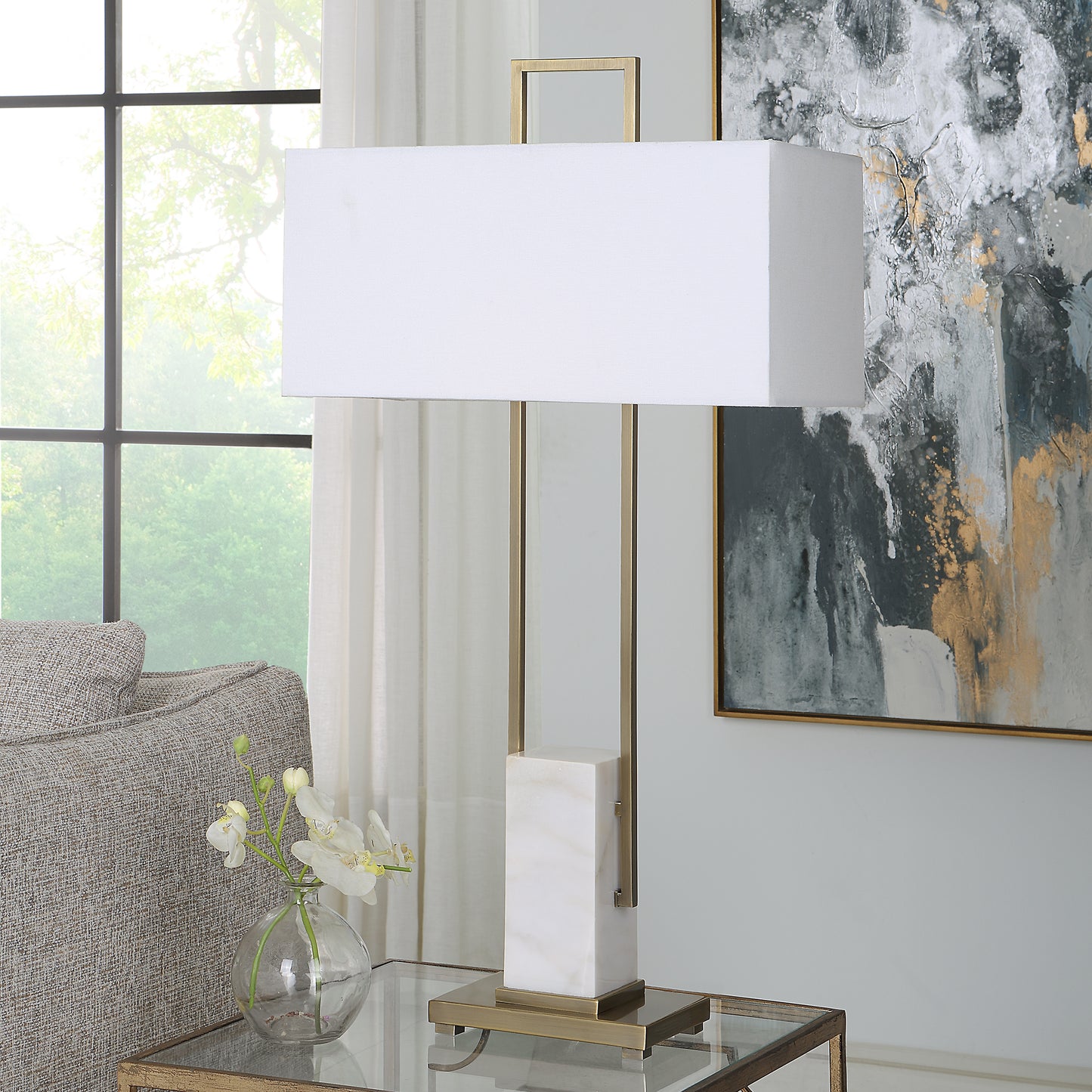 Uttermost Column White Marble Table Lamp | Table Lamps | Modishstore - 4