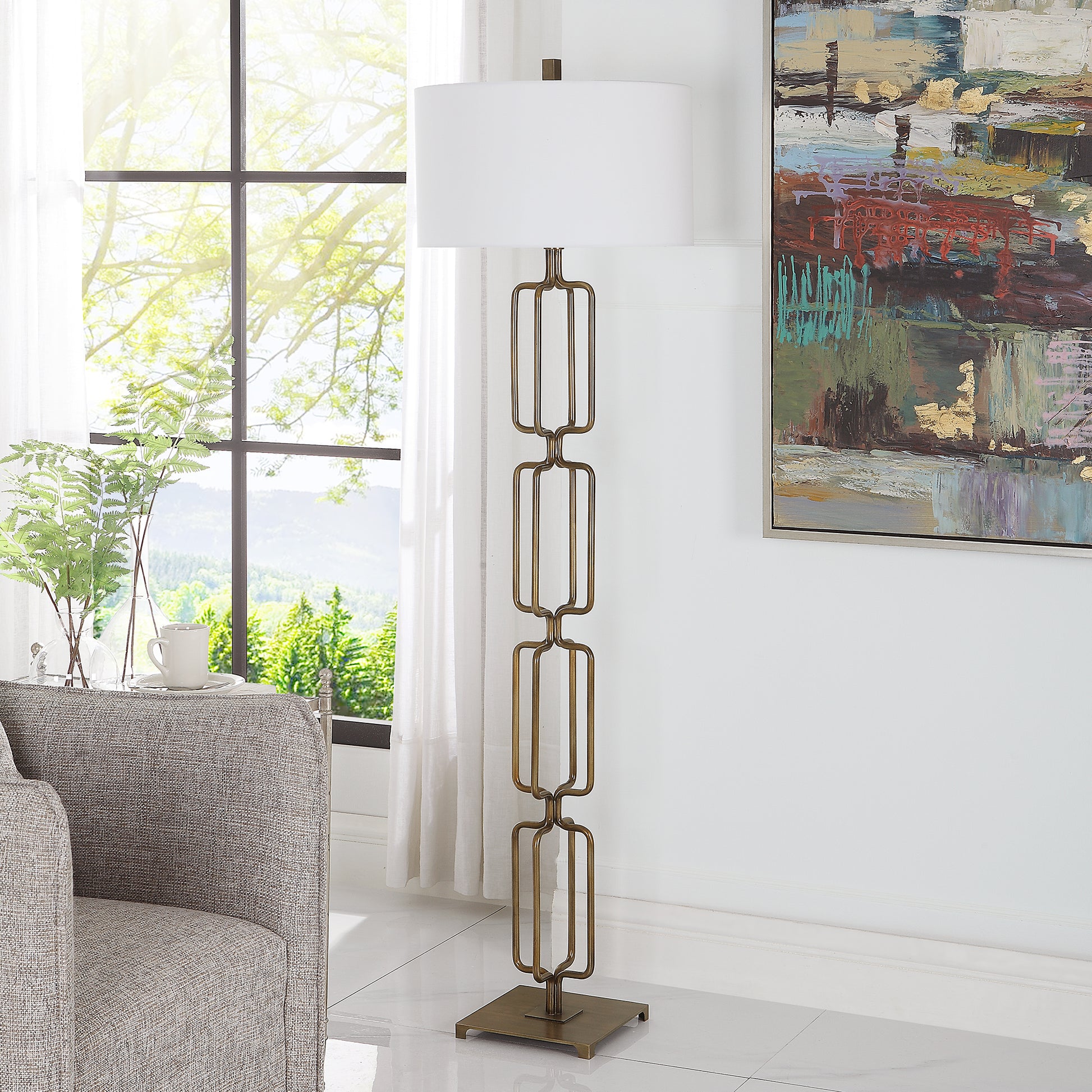 Uttermost Link Brushed Gold Floor Lamp | Floor Lamps | Modishstore - 4