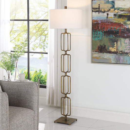 Uttermost Link Brushed Gold Floor Lamp | Floor Lamps | Modishstore