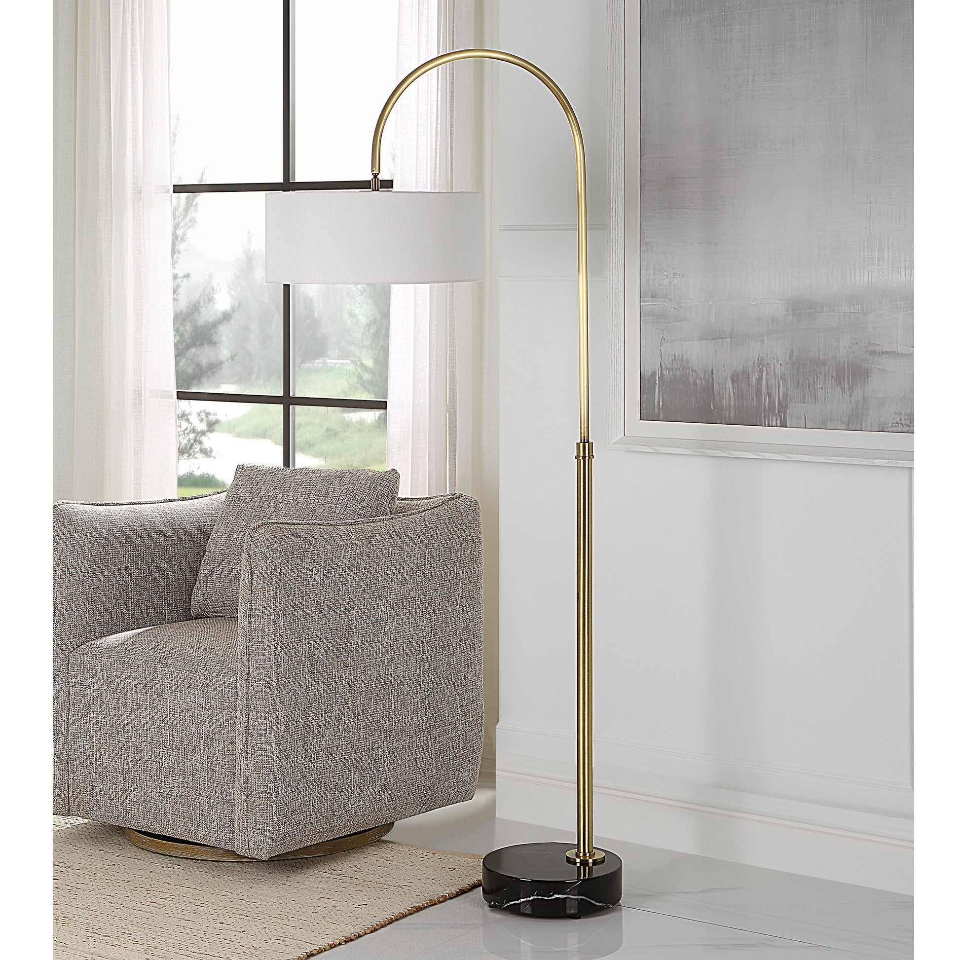 Uttermost Huxford Brass Arch Floor Lamp | Floor Lamps | Modishstore - 4