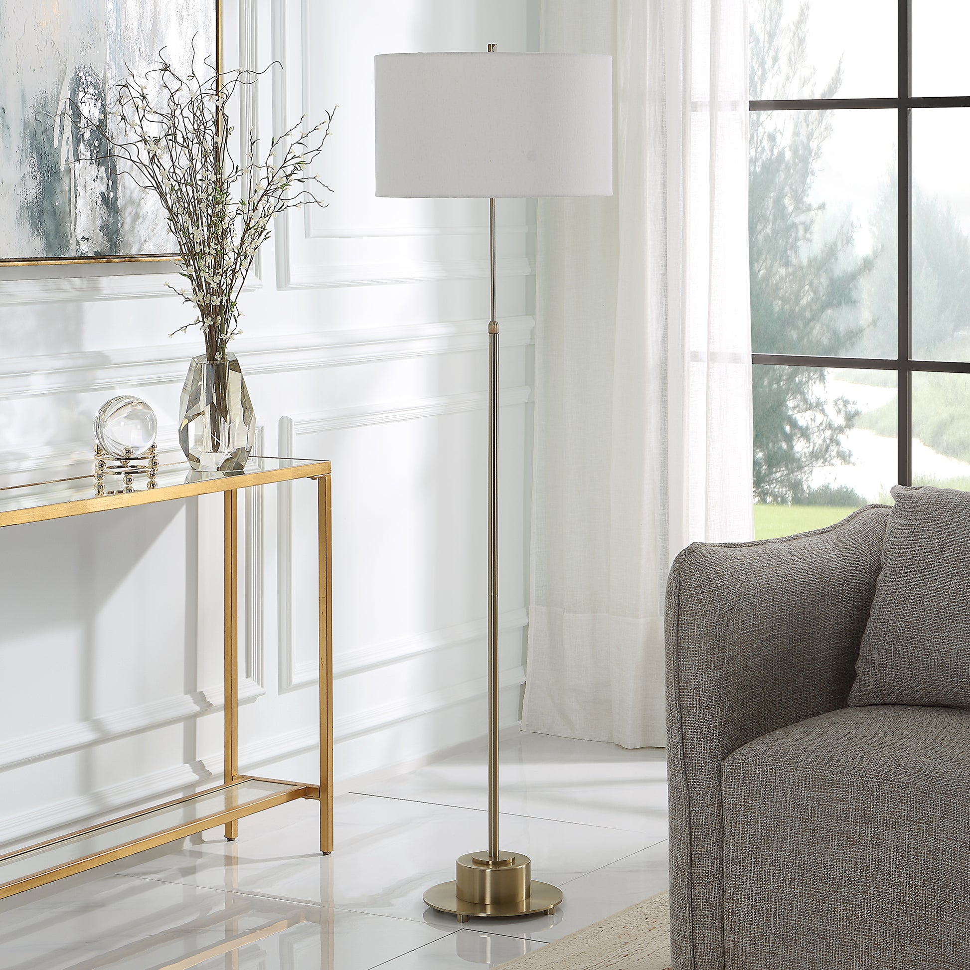 Uttermost Prominence Brass Floor Lamp | Floor Lamps | Modishstore - 4