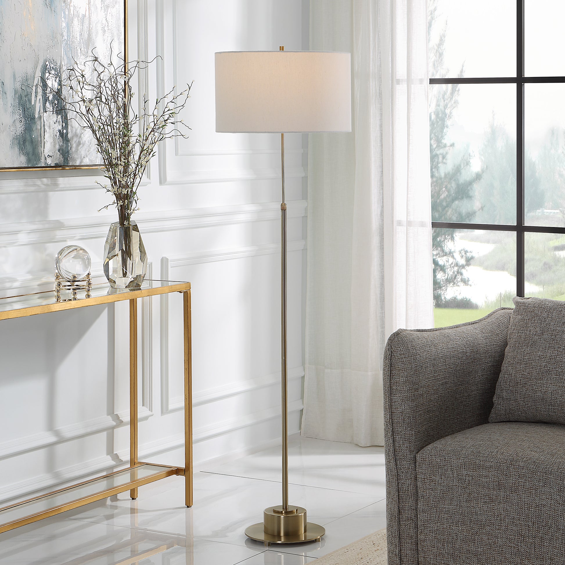 Uttermost Prominence Brass Floor Lamp | Floor Lamps | Modishstore