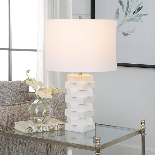 Uttermost Ascent White Geometric Table Lamp | Table Lamps | Modishstore