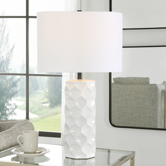 Uttermost Honeycomb White Table Lamp | Table Lamps | Modishstore