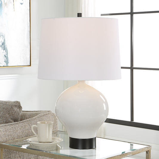 Uttermost Collar Gloss White Table Lamp | Table Lamps | Modishstore