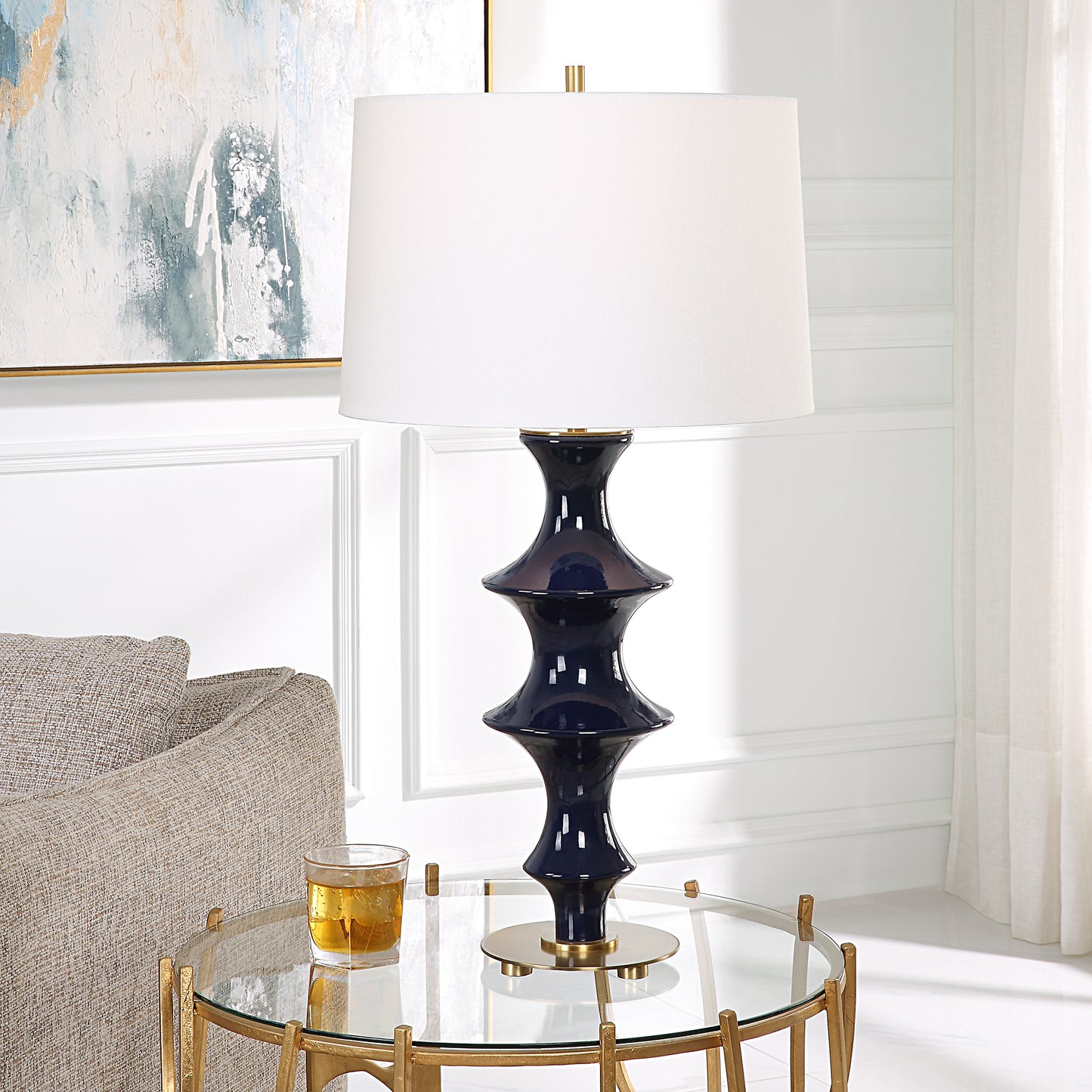 Uttermost Coil Sculpted Blue Table Lamp | Table Lamps | Modishstore - 2