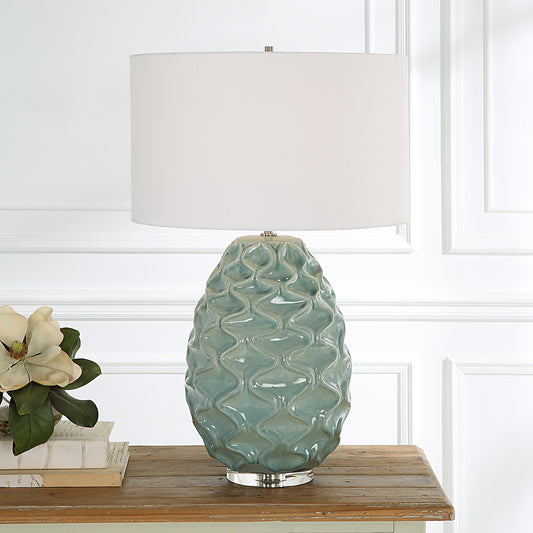 Uttermost Laced Up Sea Foam Glass Table Lamp | Table Lamps | Modishstore