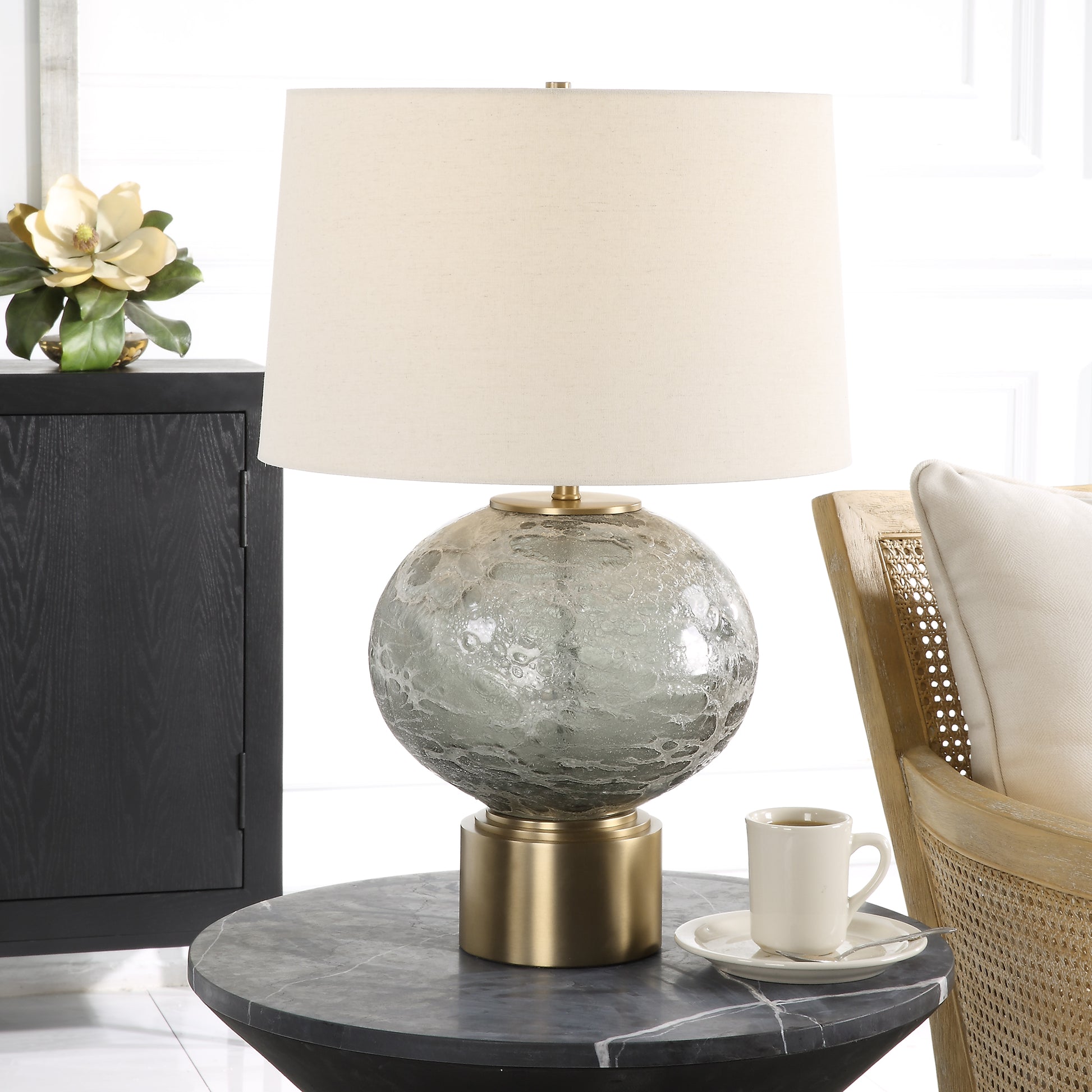 Uttermost Lunia Gray Glass Table Lamp | Table Lamps | Modishstore