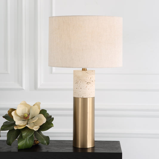 Uttermost Gravitas Elegant Brass & Stone Lamp | Table Lamps | Modishstore