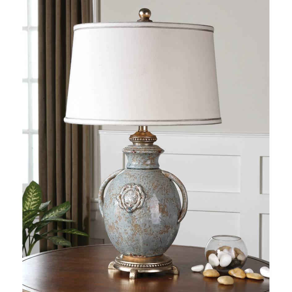 Uttermost Cancello Blue Glaze Lamp | Modishstore | Desk Lamps