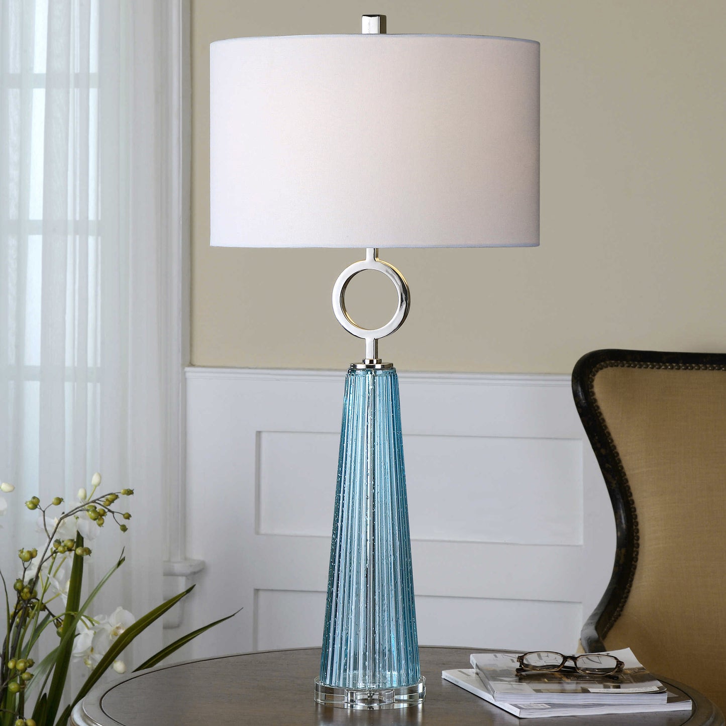Uttermost Navier Blue Glass Table Lamp | Modishstore | Table Lamps