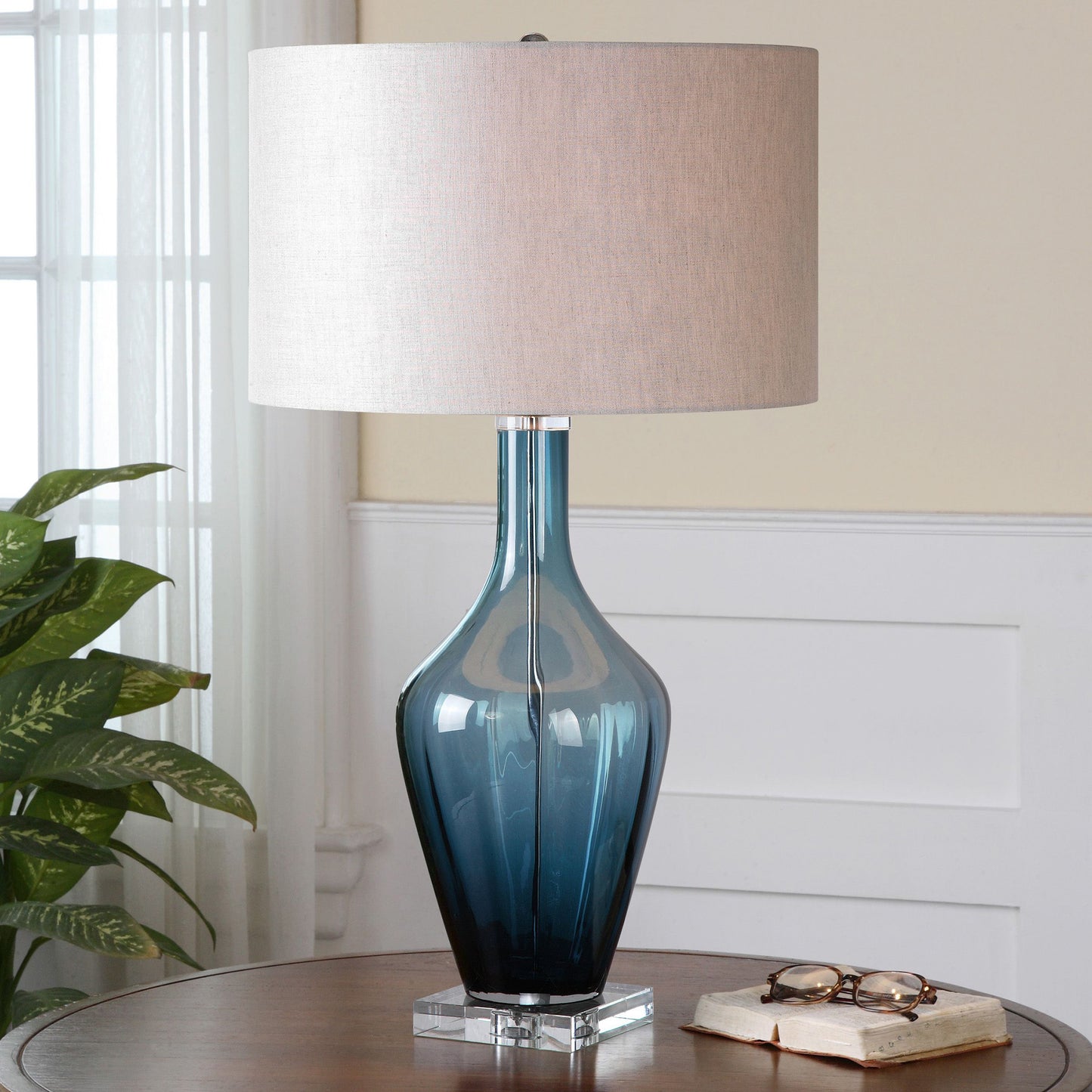 Uttermost Hagano Blue Glass Table Lamp | Modishstore | Table Lamps