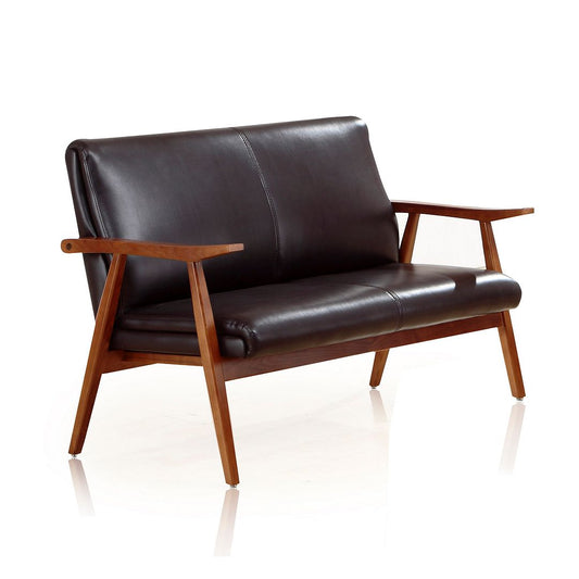 Manhattan Comfort Arch Duke 51.2 in. Black and Amber Faux Leather 2-Seater Loveseat | Loveseats | Modishstore
