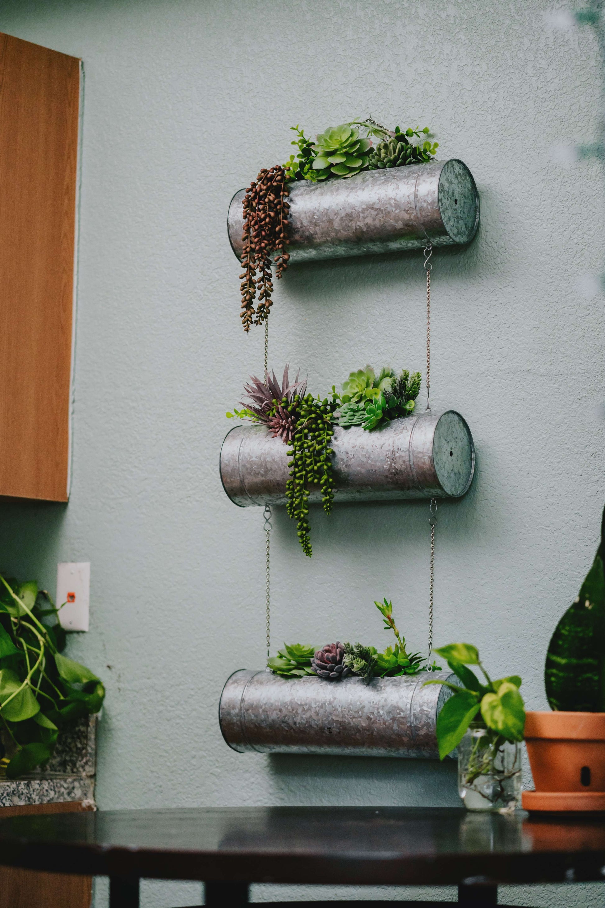 3 hanging planter Cera Metal 3 Tiered Hanging Planter/Wall Planter