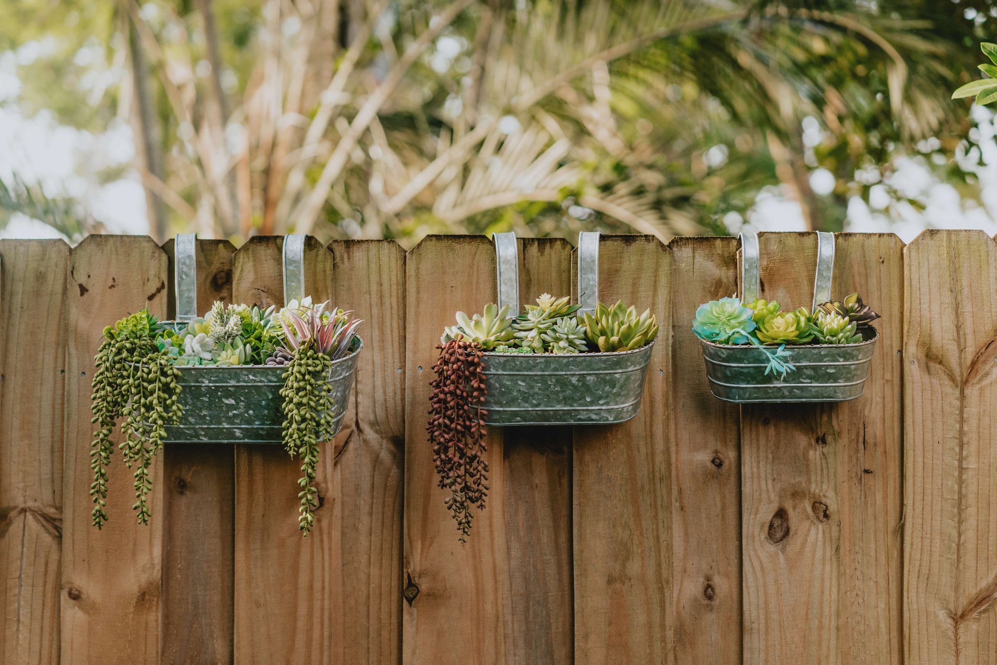 hanging deck planter Wall/Railing/Deck Planters Zinc Finish, Oblong, Set Of 3