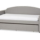 baxton studio lanny modern and contemporary grey fabric nail heads trimmed arched back sofa twin daybed with roll out trundle guest bed | Modish Furniture Store-2