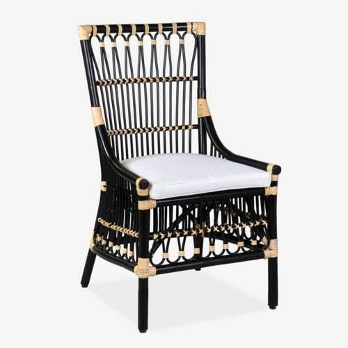 LaSalle Rattan Dining Chair, Black and Natural Set of 2 by Jeffan | Dining Chairs | Modishstore - 2