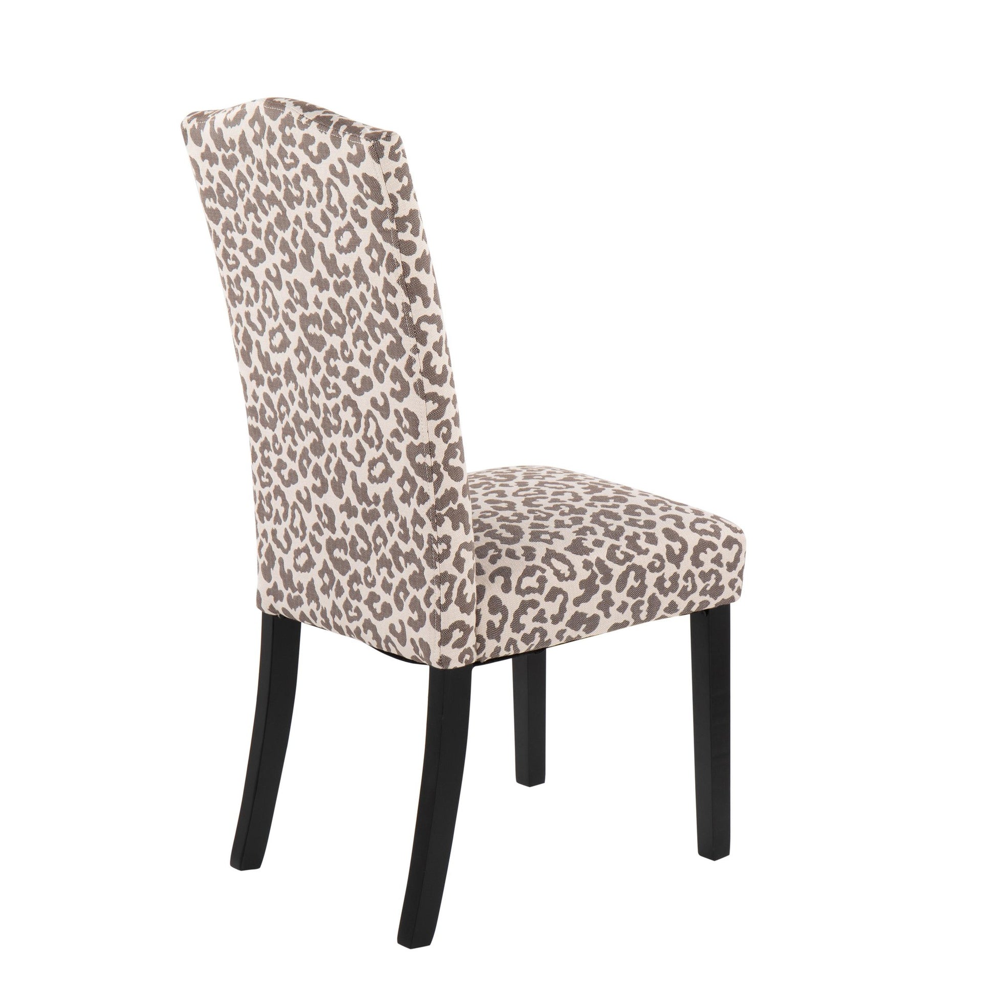 Leopard Contemporary Dining Chair in Black Wood and Beige Leopard Print Fabric By LumiSource - Set of 2 | Dining Chairs | Modishstore - 10