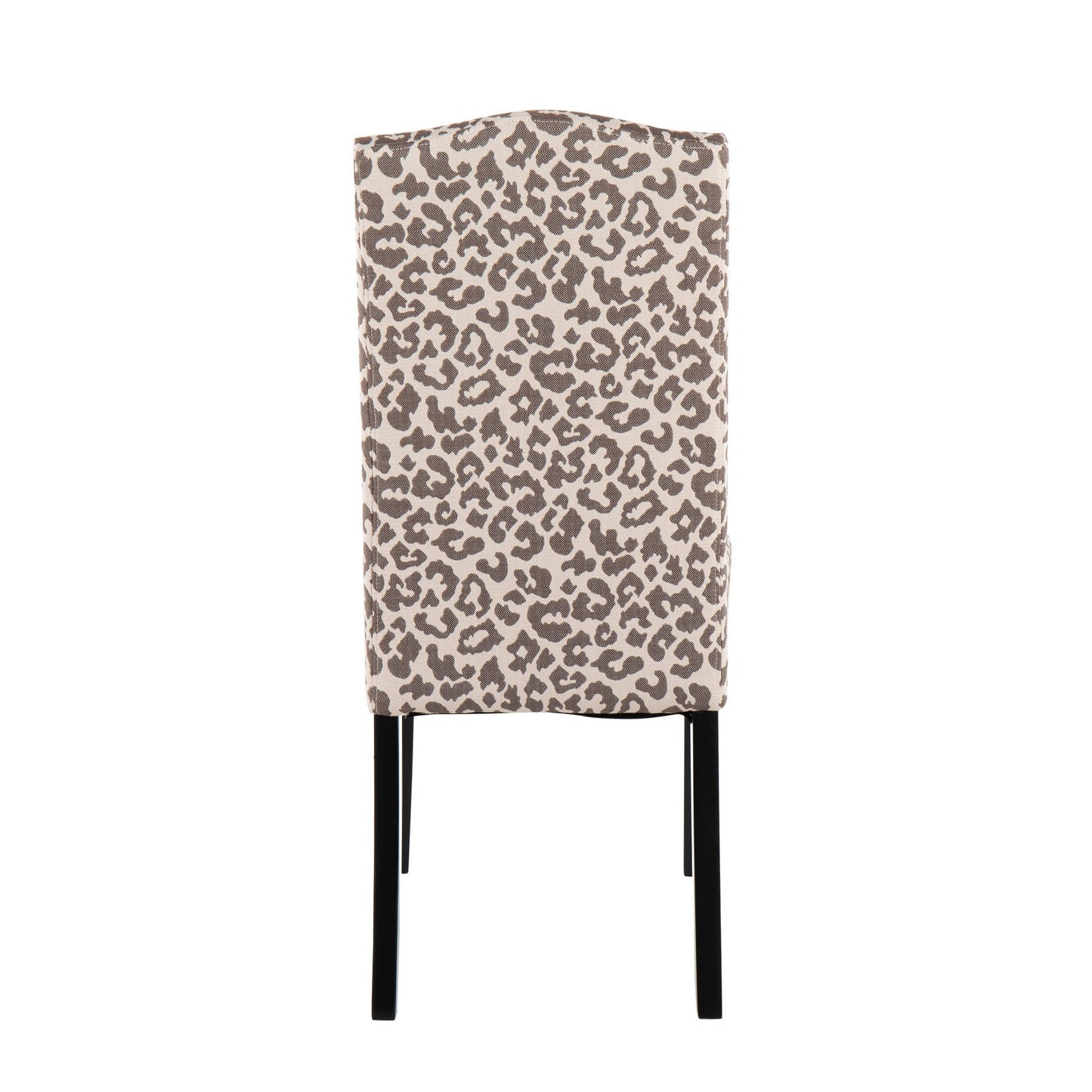 Leopard Contemporary Dining Chair in Black Wood and Beige Leopard Print Fabric By LumiSource - Set of 2 | Dining Chairs | Modishstore - 11