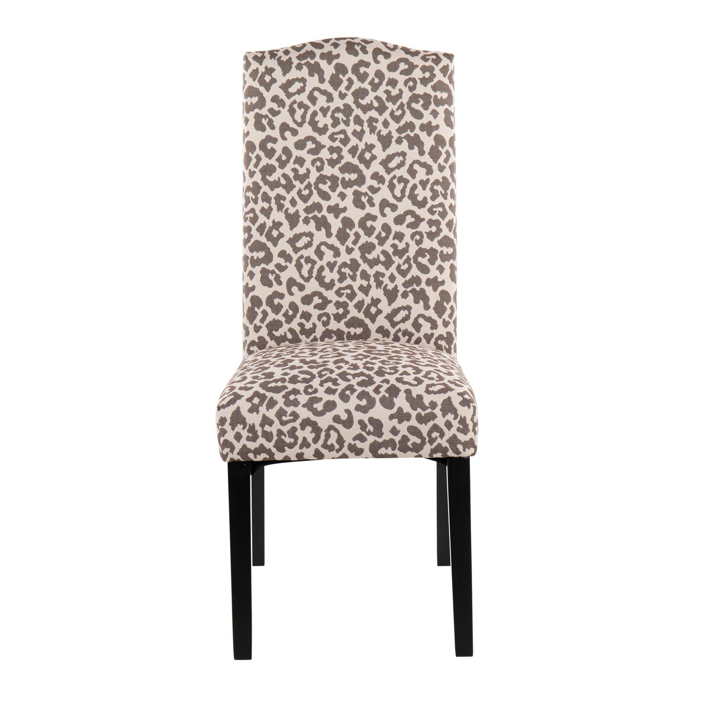 Leopard Contemporary Dining Chair in Black Wood and Beige Leopard Print Fabric By LumiSource - Set of 2 | Dining Chairs | Modishstore - 3