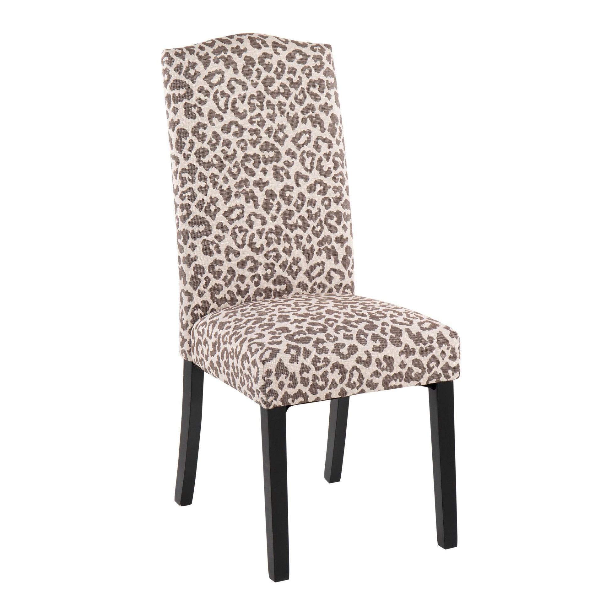 Leopard Contemporary Dining Chair in Black Wood and Beige Leopard Print Fabric By LumiSource - Set of 2 | Dining Chairs | Modishstore - 8