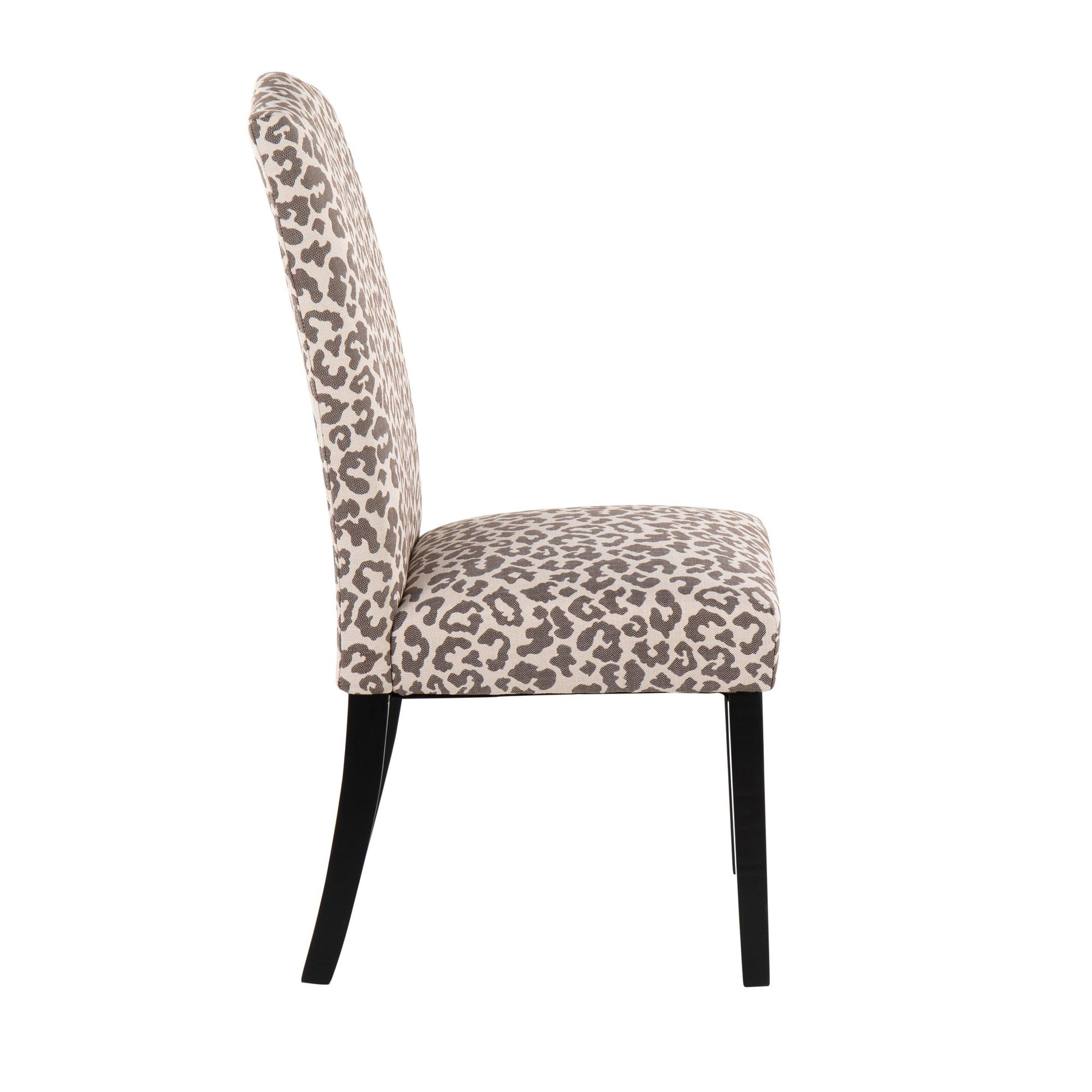 Leopard Contemporary Dining Chair in Black Wood and Beige Leopard Print Fabric By LumiSource - Set of 2 | Dining Chairs | Modishstore - 9