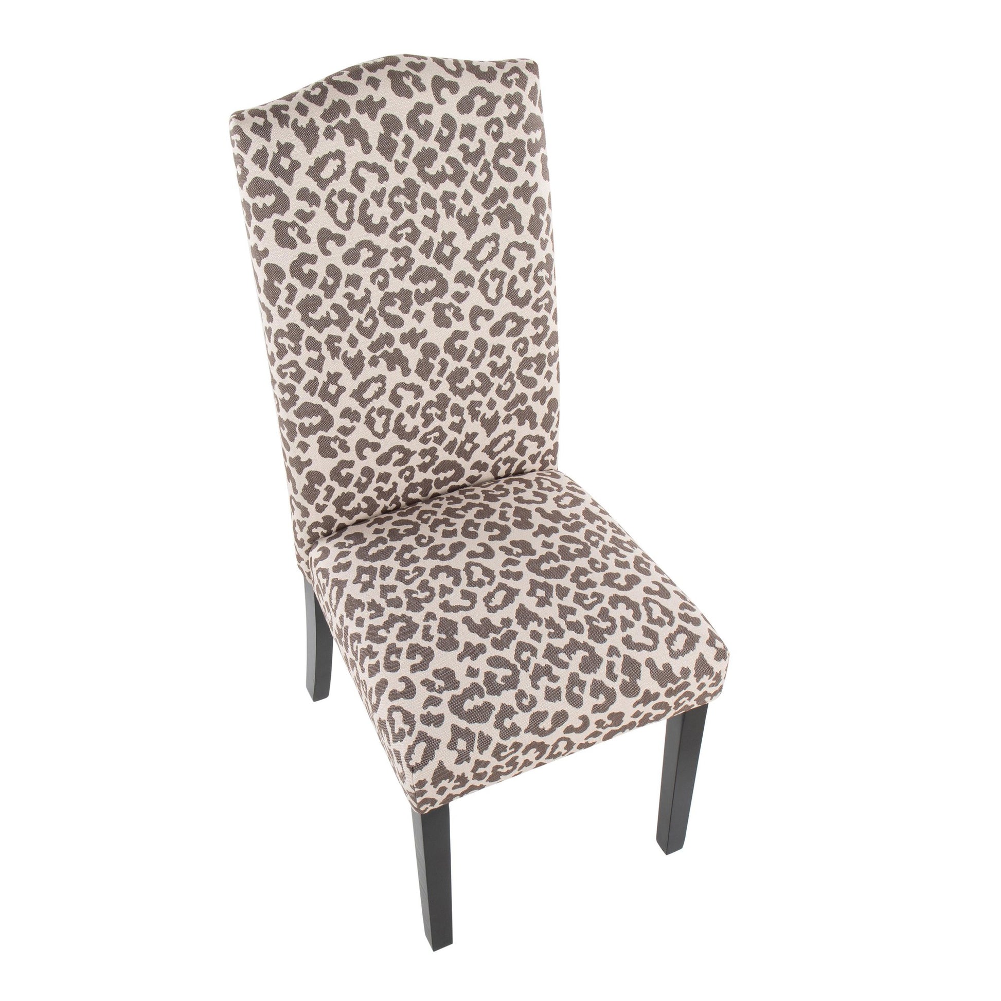 Leopard Contemporary Dining Chair in Black Wood and Beige Leopard Print Fabric By LumiSource - Set of 2 | Dining Chairs | Modishstore - 4