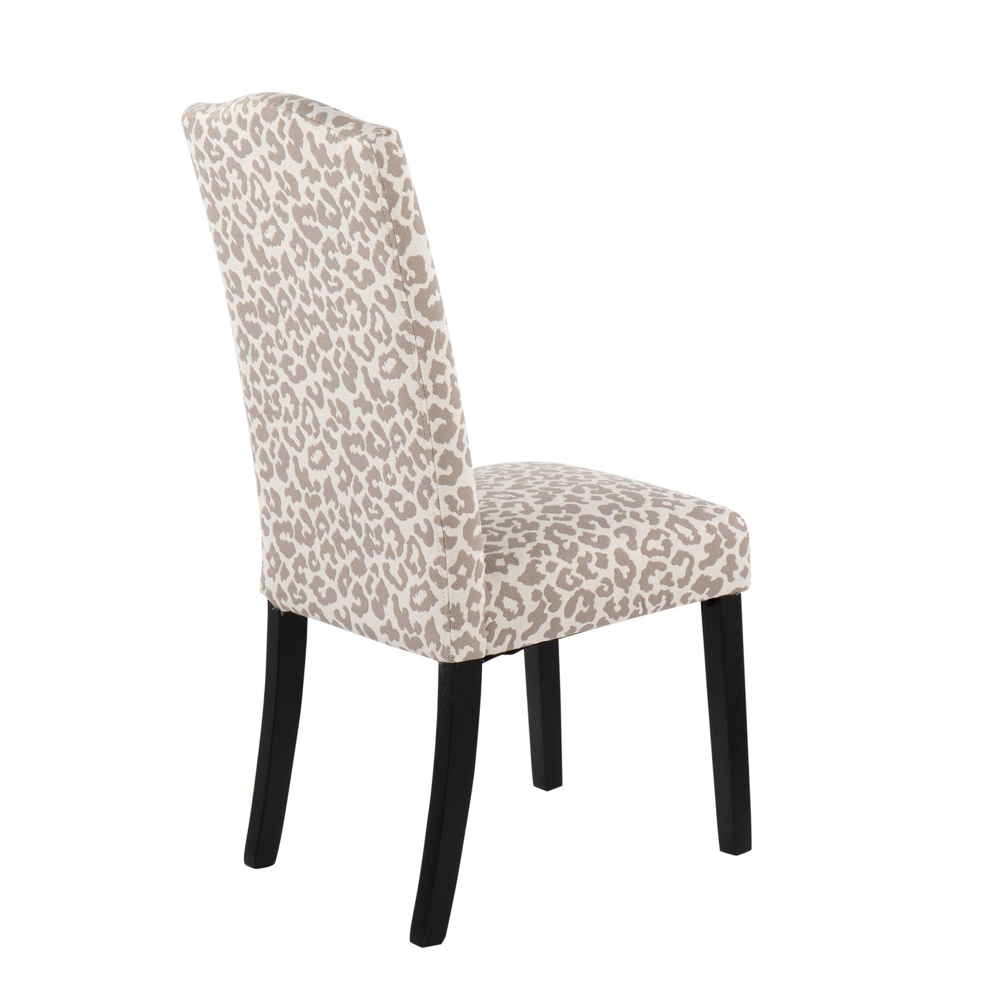 Leopard Contemporary Dining Chair in Black Wood and Beige Leopard Print Fabric By LumiSource - Set of 2 | Dining Chairs | Modishstore - 21