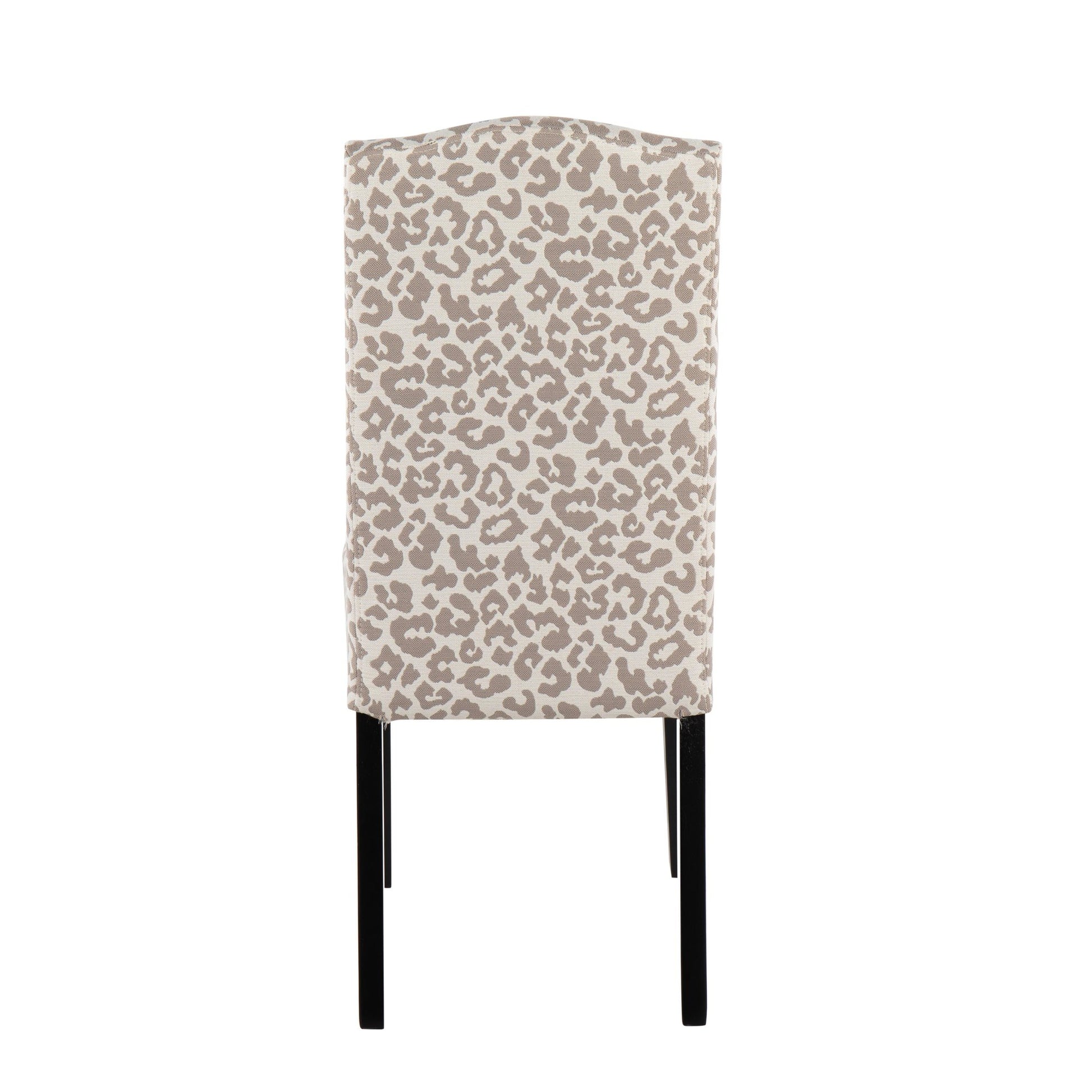 Leopard Contemporary Dining Chair in Black Wood and Beige Leopard Print Fabric By LumiSource - Set of 2 | Dining Chairs | Modishstore - 22