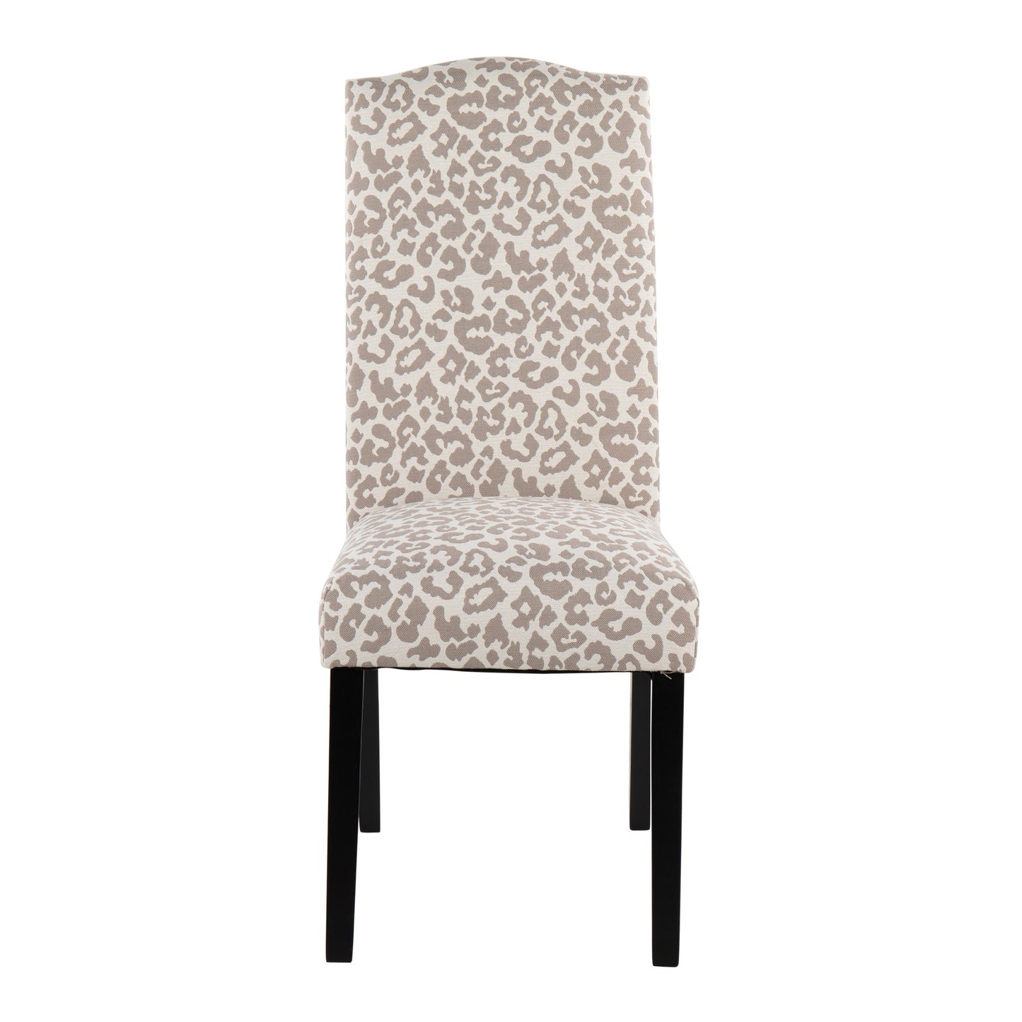 Leopard Contemporary Dining Chair in Black Wood and Beige Leopard Print Fabric By LumiSource - Set of 2 | Dining Chairs | Modishstore - 13