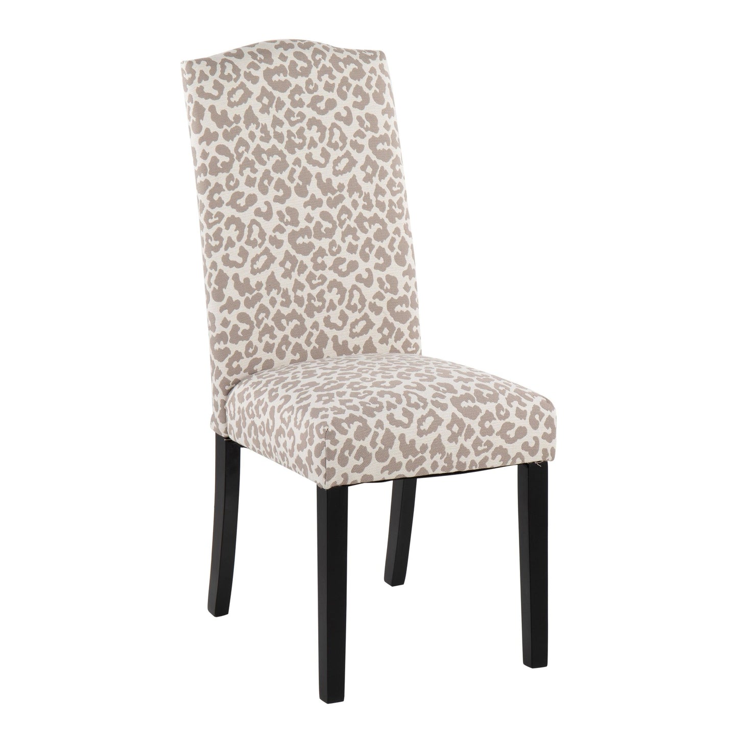 Leopard Contemporary Dining Chair in Black Wood and Beige Leopard Print Fabric By LumiSource - Set of 2 | Dining Chairs | Modishstore - 19