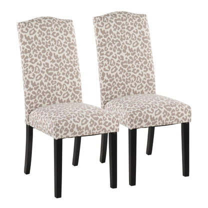 Leopard Contemporary Dining Chair in Black Wood and Beige Leopard Print Fabric By LumiSource - Set of 2 | Dining Chairs | Modishstore - 12