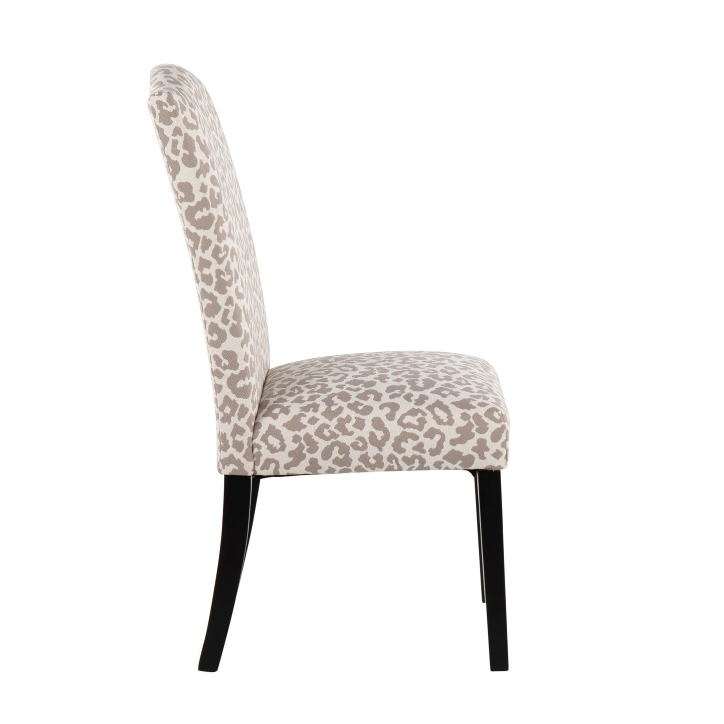 Leopard Contemporary Dining Chair in Black Wood and Beige Leopard Print Fabric By LumiSource - Set of 2 | Dining Chairs | Modishstore - 20