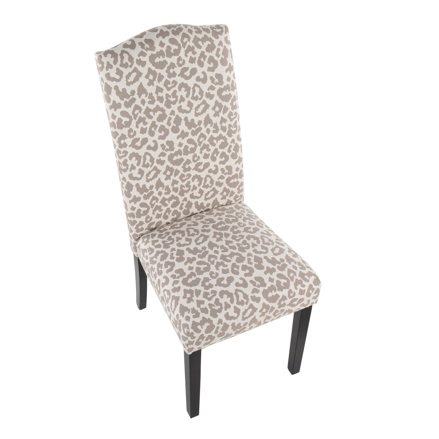 Leopard Contemporary Dining Chair in Black Wood and Beige Leopard Print Fabric By LumiSource - Set of 2 | Dining Chairs | Modishstore - 14