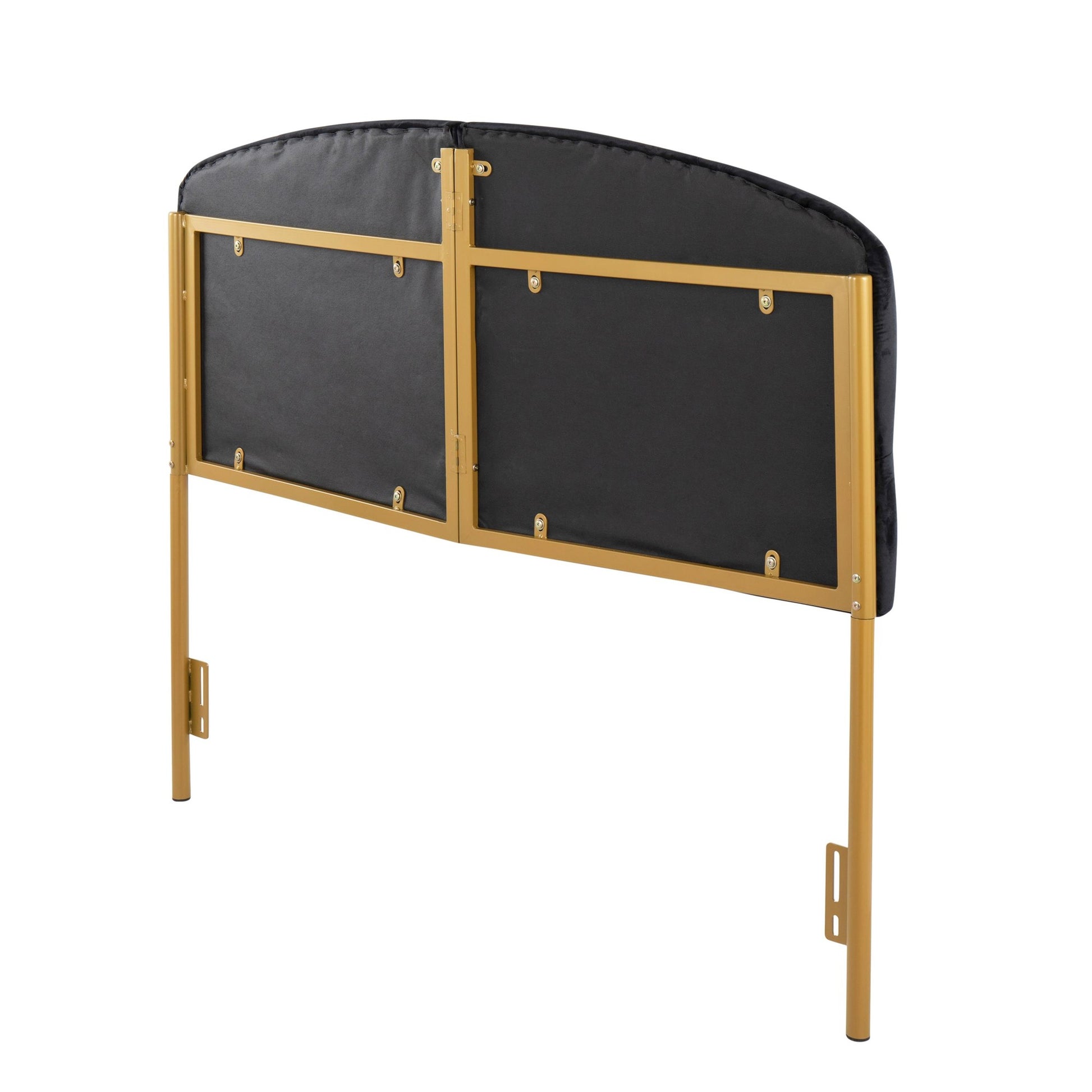 Lindsey Contemporary/Glam Queen Headboard in Gold Steel and Black Velvet By LumiSource | Headboards | Modishstore - 5