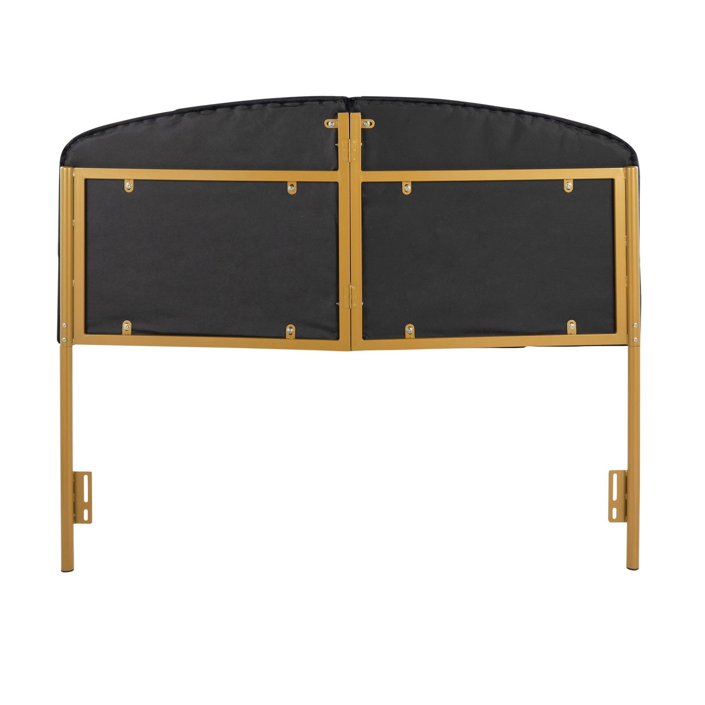 Lindsey Contemporary/Glam Queen Headboard in Gold Steel and Black Velvet By LumiSource | Headboards | Modishstore - 6