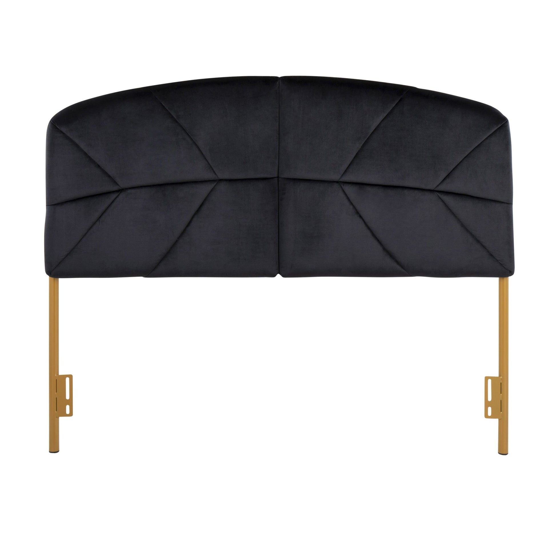 Lindsey Contemporary/Glam Queen Headboard in Gold Steel and Black Velvet By LumiSource | Headboards | Modishstore - 7