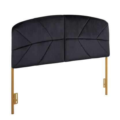Lindsey Contemporary/Glam Queen Headboard in Gold Steel and Black Velvet By LumiSource | Headboards | Modishstore