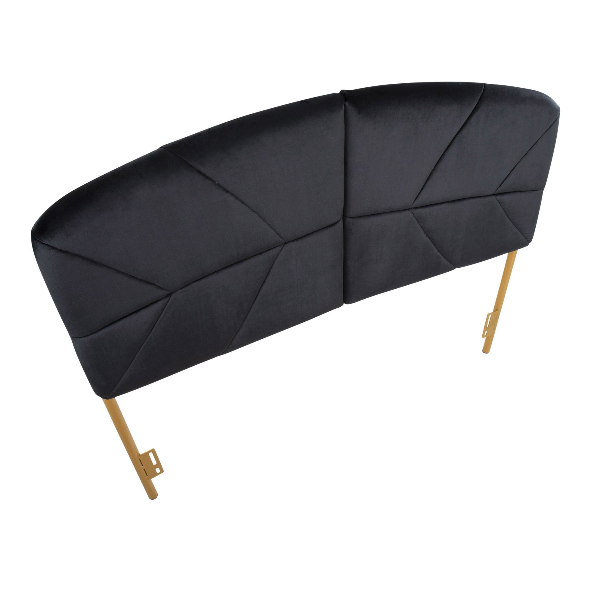 Lindsey Contemporary/Glam Queen Headboard in Gold Steel and Black Velvet By LumiSource | Headboards | Modishstore - 2