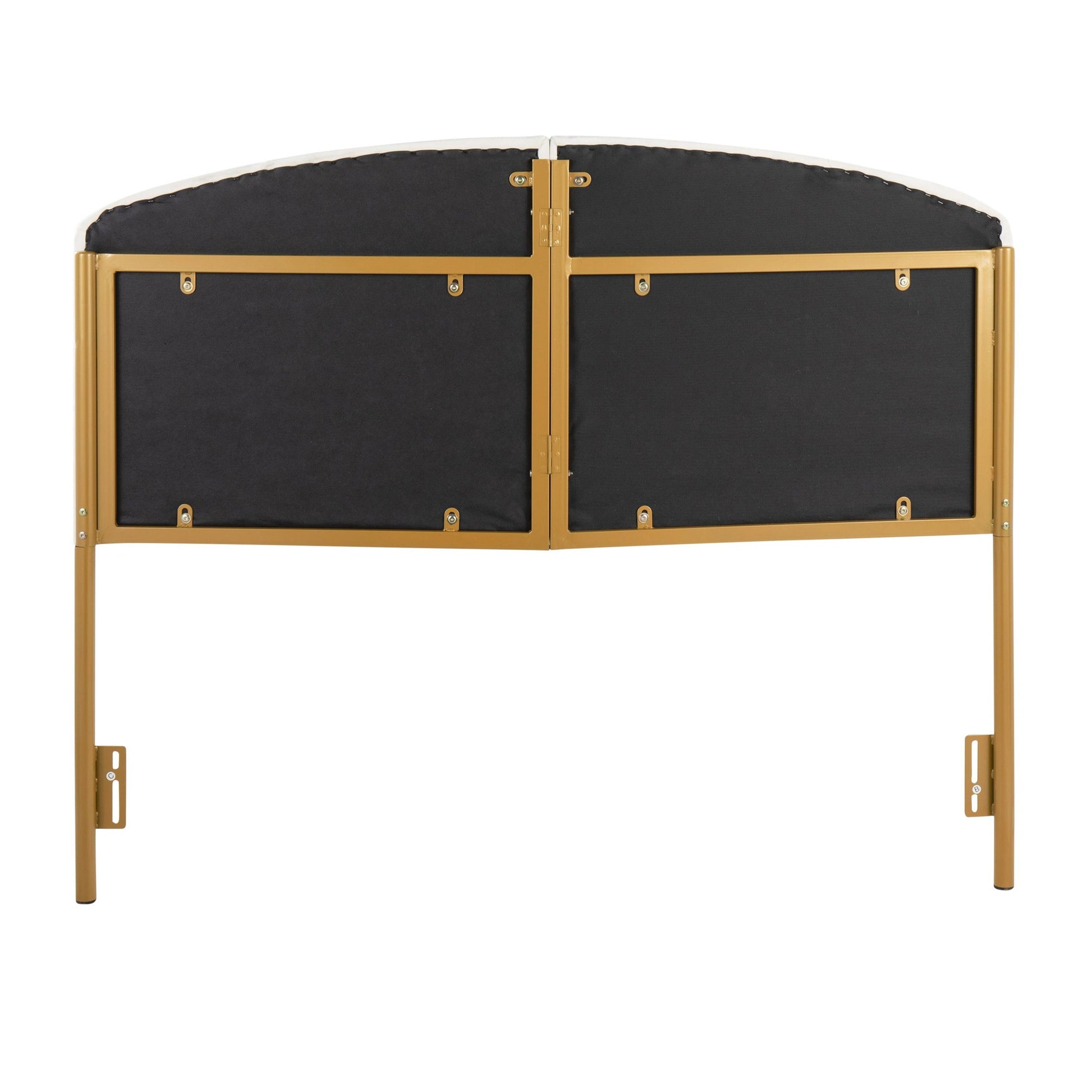 Lindsey Contemporary/Glam Queen Headboard in Gold Steel and Black Velvet By LumiSource | Headboards | Modishstore - 13