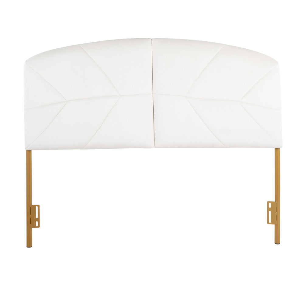 Lindsey Contemporary/Glam Queen Headboard in Gold Steel and Black Velvet By LumiSource | Headboards | Modishstore - 14